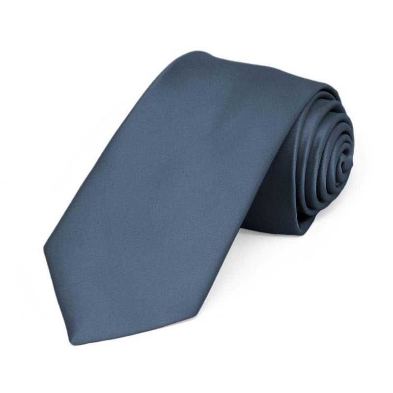 tiemart Premium Slim Necktie, 2.5" Width (Dusty Blue) - Image 1